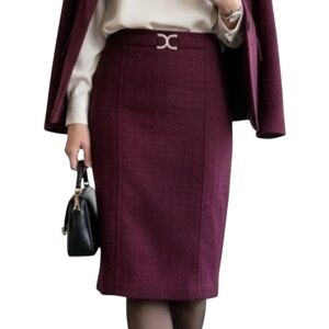 Soho Apparel Women's Career Fashion Straight PullOn Pencil Skirt Burgundy Size M